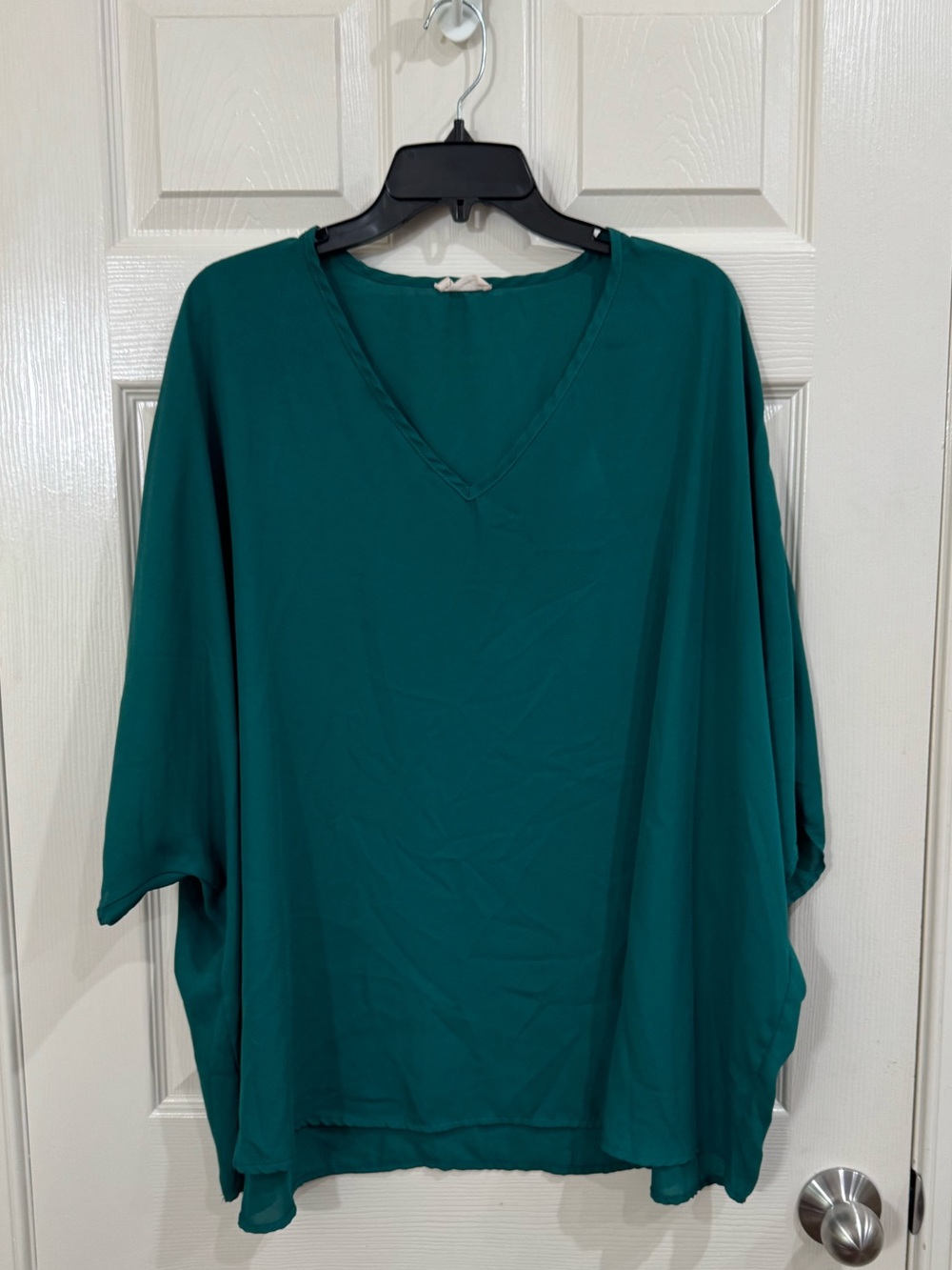 Adrienne Teal V-Neck Flowing Tunic